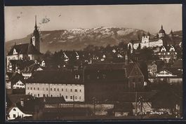 AK Schwyz, Teilansicht mit Kirche, 1919