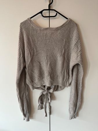 Cropped Strickpullover – Sand / Beige, Grösse S–M