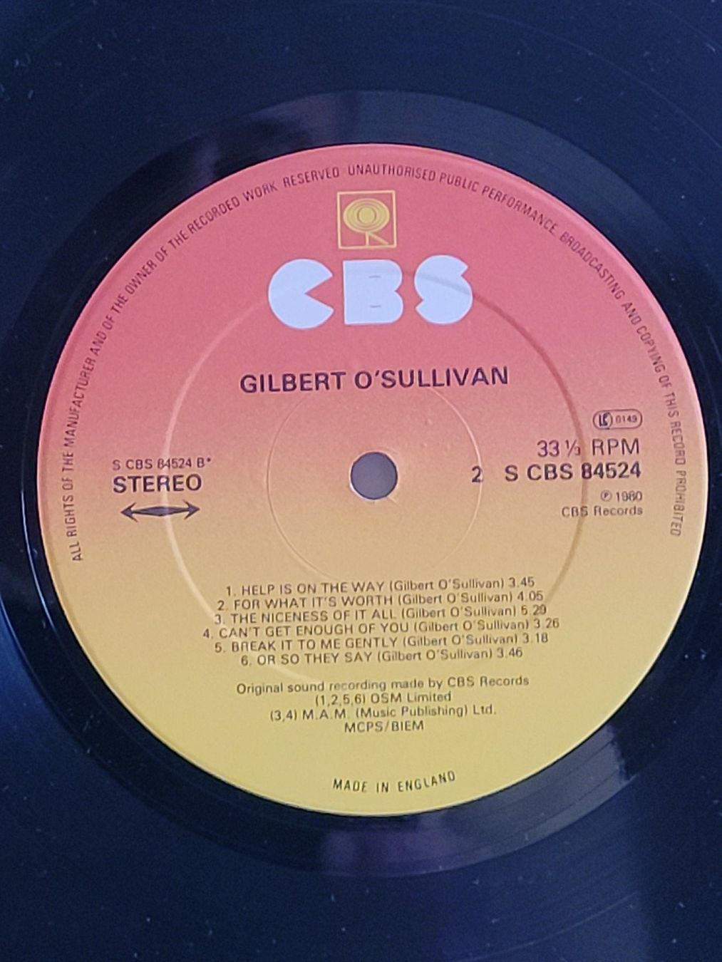 Dischi in vinile: Vinyle 33T Gilbert O'Sullivan "Off Centre" CBS Records – Usato da la Chaux-de-Fonds venduto da Lampe 5