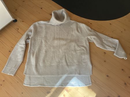 Strickpullover mit Kragen und Details,Beige, Grösse M