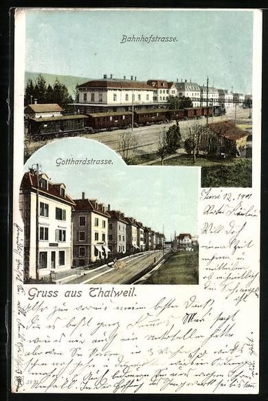 Cartoline postali: Thalweil, Bahnhofstrasse und Gotthardstr – Usato da Berlin venduto da bartko-reher