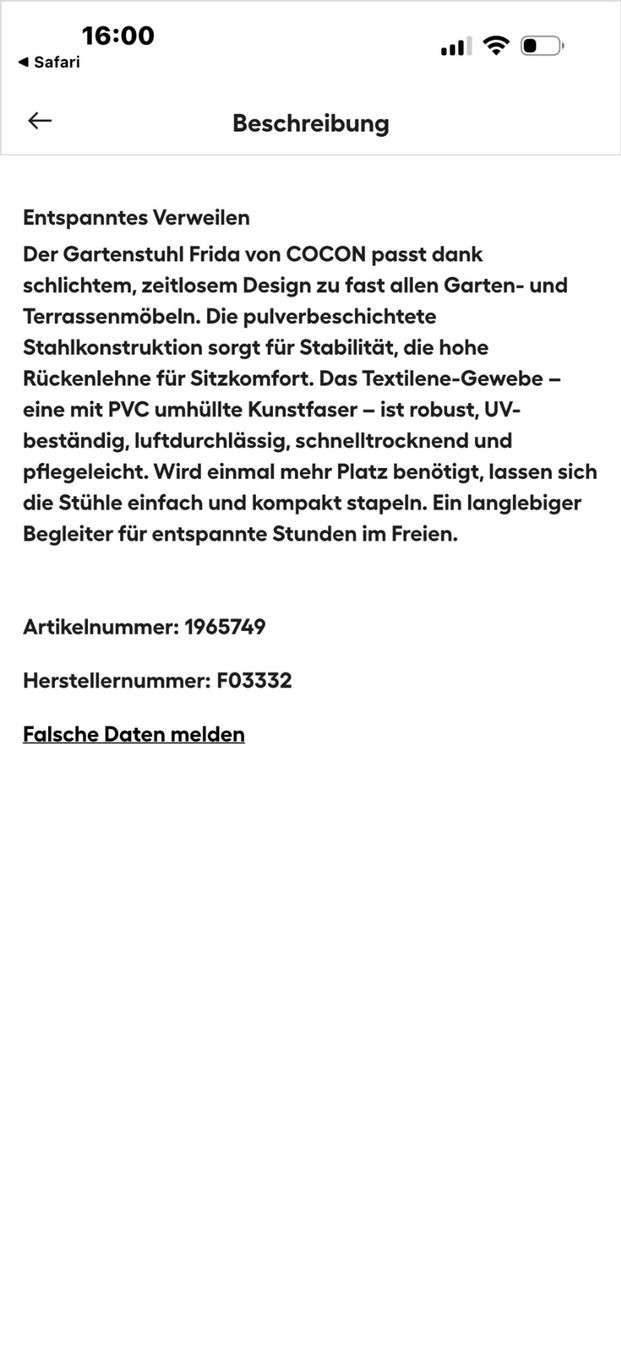 Sedie: Gartenstuhl Frida Schwarz – Nuovo e nell'imballaggio originale da Kestenholz venduto da cvx_889vv 1