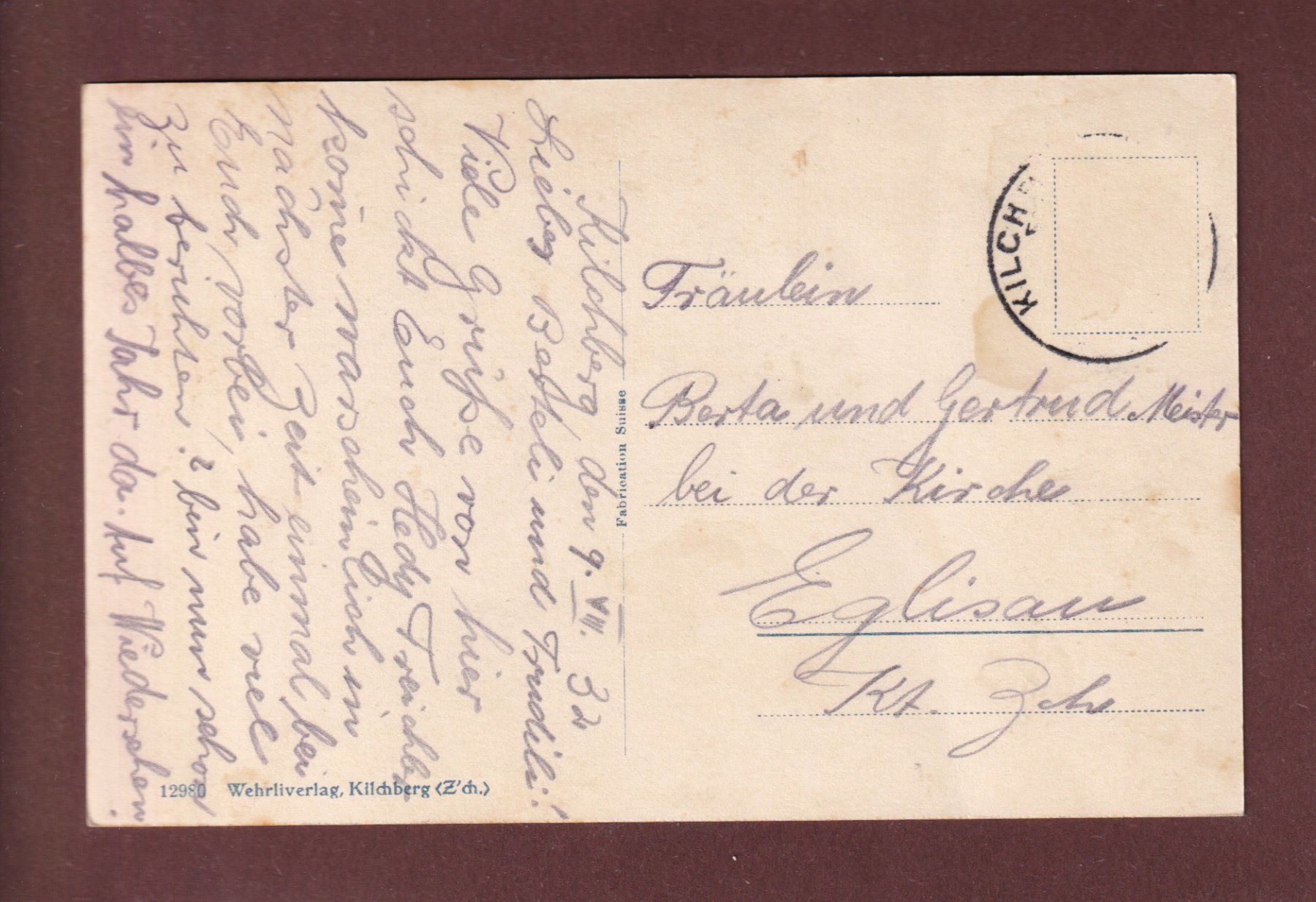 Ansichtskarten: KILCHBERG - Requiem - 1932 – Gebraucht aus Pully von nicecards-shop 1