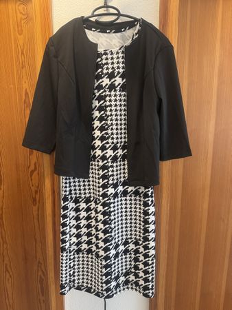 Vestito pied-de-poule con giacca nera, tg. M - Nuovo!