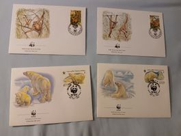 Enveloppes Premier Jour WWF Singes et Ours Polaires