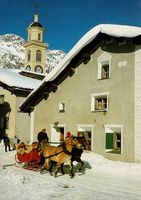 Ansichtskarte Sils Maria Dorfpartie, gelaufen