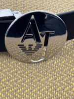Leder-Gürtel Armani Jeans schwarz silberfarben neu
