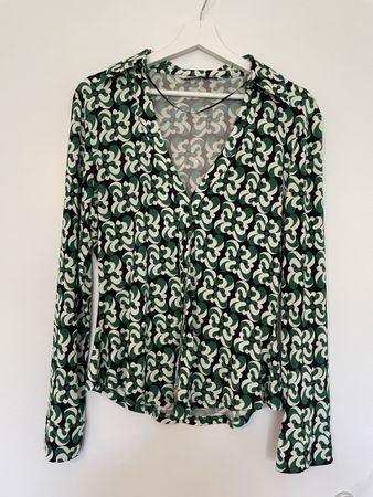 Zara Groovy Green Print Blouse