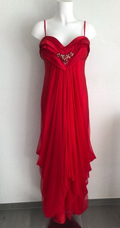 Kleid Abendkleid Gatti nolli couture Gr 42 rot 100% Seide