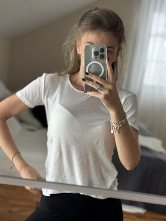 Zara White Basic T-Shirt, Size S, 100% Cotton, Summer Essent