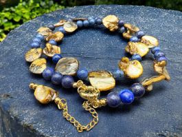 Unikat 💎 Halskette mit Perlmutt und Lapislazuli