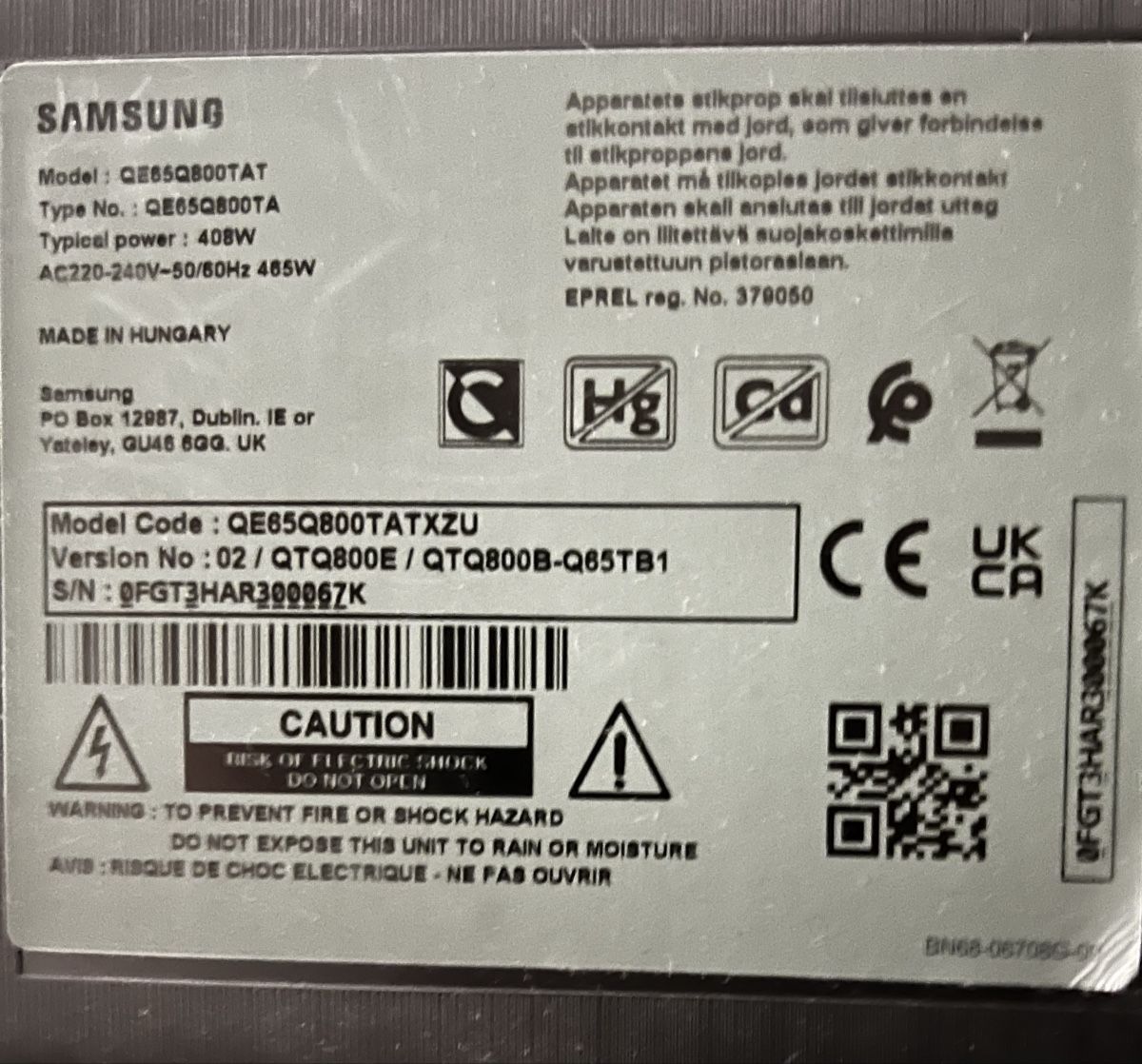 Samsung Televisori: Samsung QE65Q800T 65", QLED, 8K – Difettoso da Winterthur venduto da Paste2 7