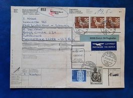 Begleitadresse Luftpost Winterthur-USA, mit  383, 541, 542