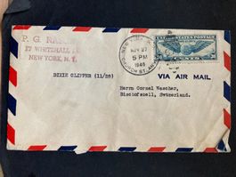 USA 1940 Luftpostbrief Flugpost 30c Geflügelter Globus NY-CH