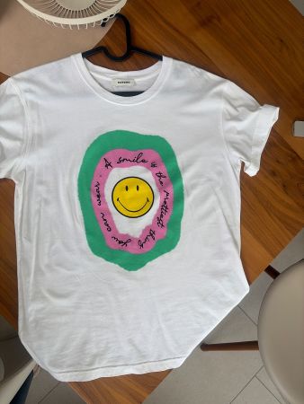 Sandro Paris Smiley T-Shirt Weiss Gr. 0 (S/M)