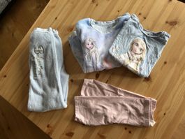 4 Teile - Disney Frozen, Eiskönigin Elsa Set, Gr. 134/140
