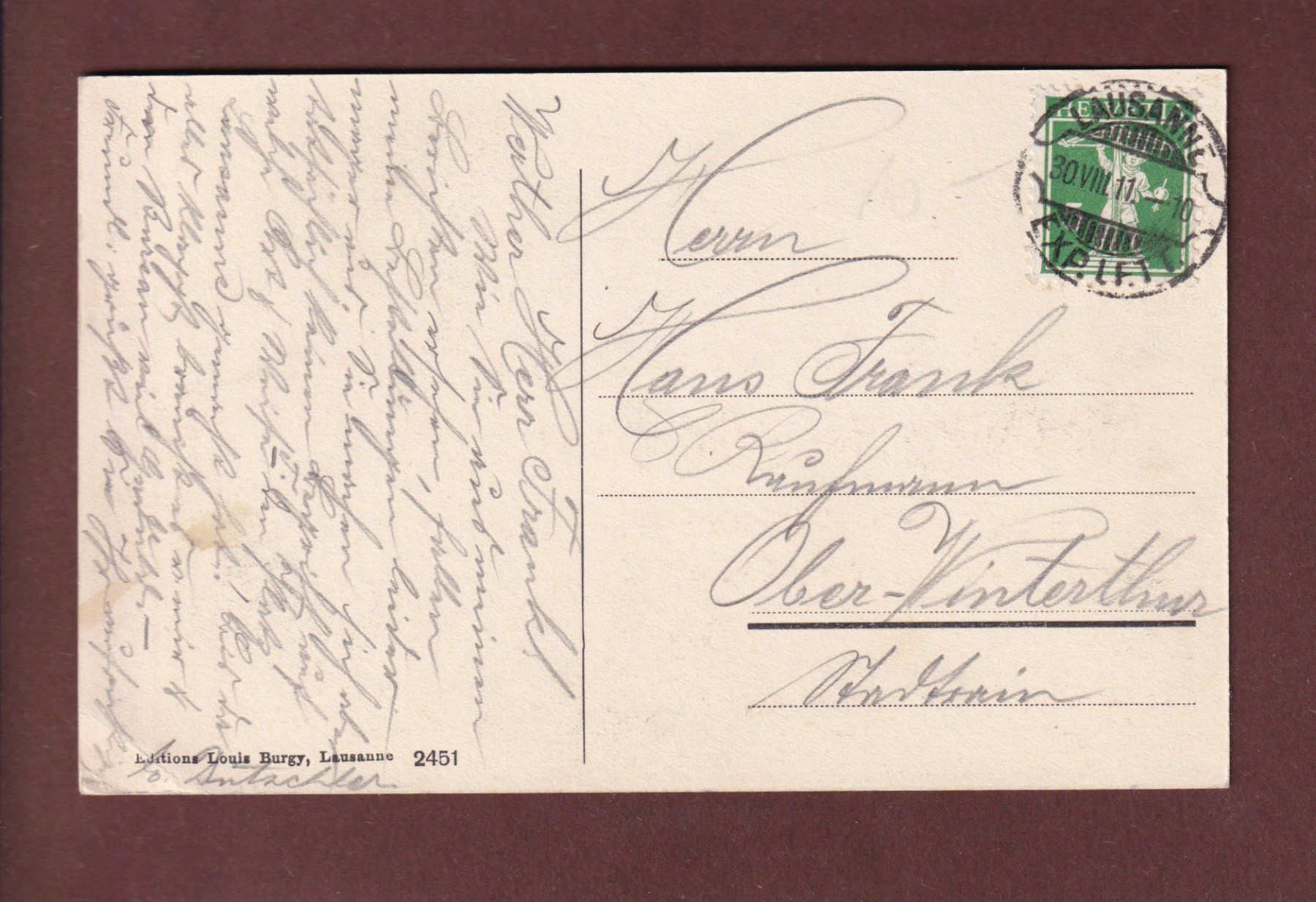 Cartes postales: LAUSANNE - La Cathédrale - 1911 – D'occasion à Pully par nicecards 1