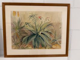 Vintage Botanischer Agave Kaktus Aquarell Wandkunst ..