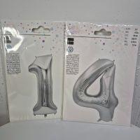 Zahlenballon Set 1 und 4 Silber neu und originalverpackt