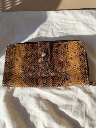 Portefeuille en cuir véritable serpent vintage
