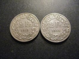 2 x 2.- Fr 1912 +1914 Pièces magnifiques Qualité Top du Top
