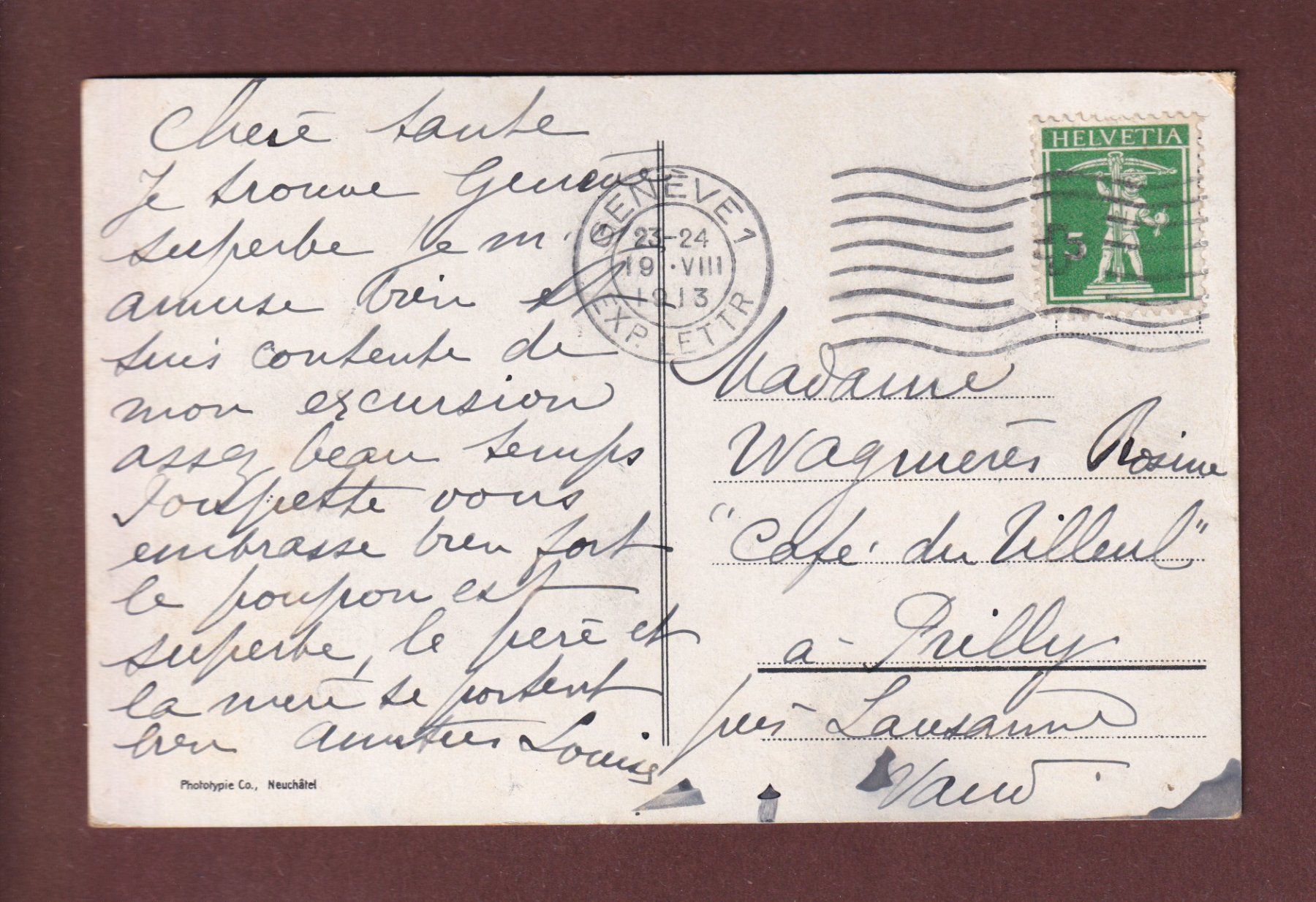 Cartoline postali: GENEVE à vol d'oiseau - 1913 – Usato da Pully venduto da nicecards-shop 1