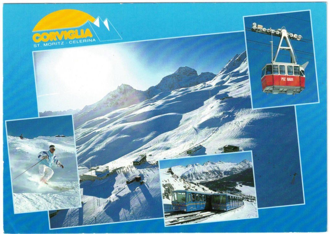 Ansichtskarten: St. Moritz - 4 Bild AK Corviglia – Gebraucht aus Binningen von Mountainrider