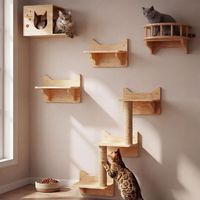 Katzen Wandregale Kletterwand Katzenmöbel Set Holz