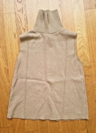 Rollkragen Pullover ärmellos in beige/braun, Zara, Gr. S