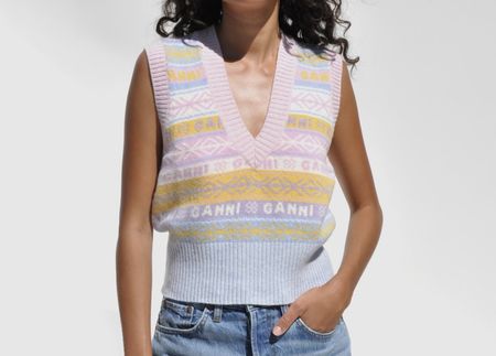 Gilet Ganni coloré, taille S - Idéal pour la saison!