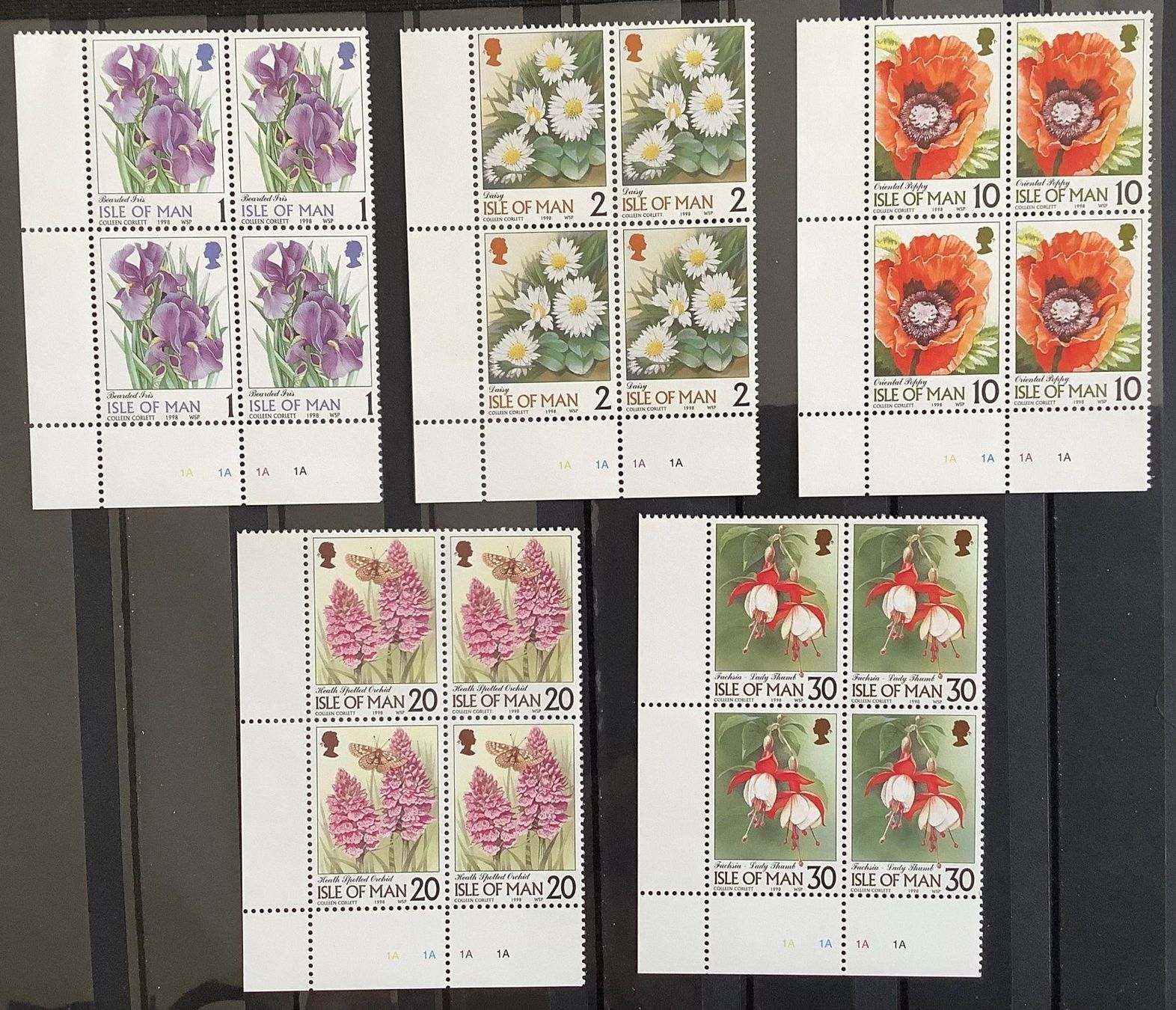 Tutti i francobolli: 1998 Man - GB- Blumen **Mi 780-84 – Nuovo (secondo la descrizione) da Liestal venduto da Pep3