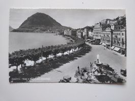 Carte postale Lugano Quai e Mont San Salvatore 1955