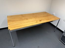 USM Schreibtisch Tisch chrom Holzplatte Arbeitstisch