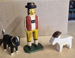 Holzfiguren, Senner mit Hund und Ziege bemalt, handgefertigt