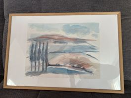 Schönes und dezentes Landschaftsbild im Holzrahmen