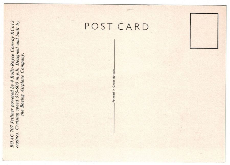 Cartoline postali: BOAC Rolls Royce 707 Jetliner – Usato da Frauenfeld venduto da POML 1