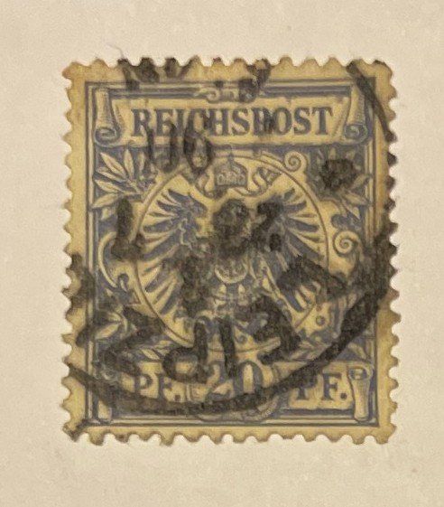Alle Briefmarken: Reichspost 20 Pfennig – Gebraucht aus Oftringen von Vucki 1