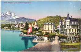WEGGIS - Quai mit PILATUS (2132 m) (im Sommer) ca. 1920 (LU)