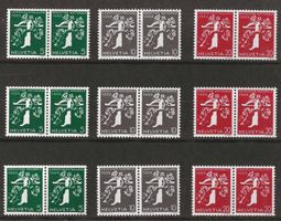 1939 : Zusammenhängende Nr. Z25d - Z27f postfrisch