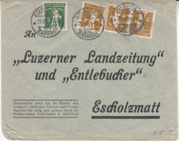 SBK 123lll und 125lll auf Brief Luzerner Landzeitung... 1921