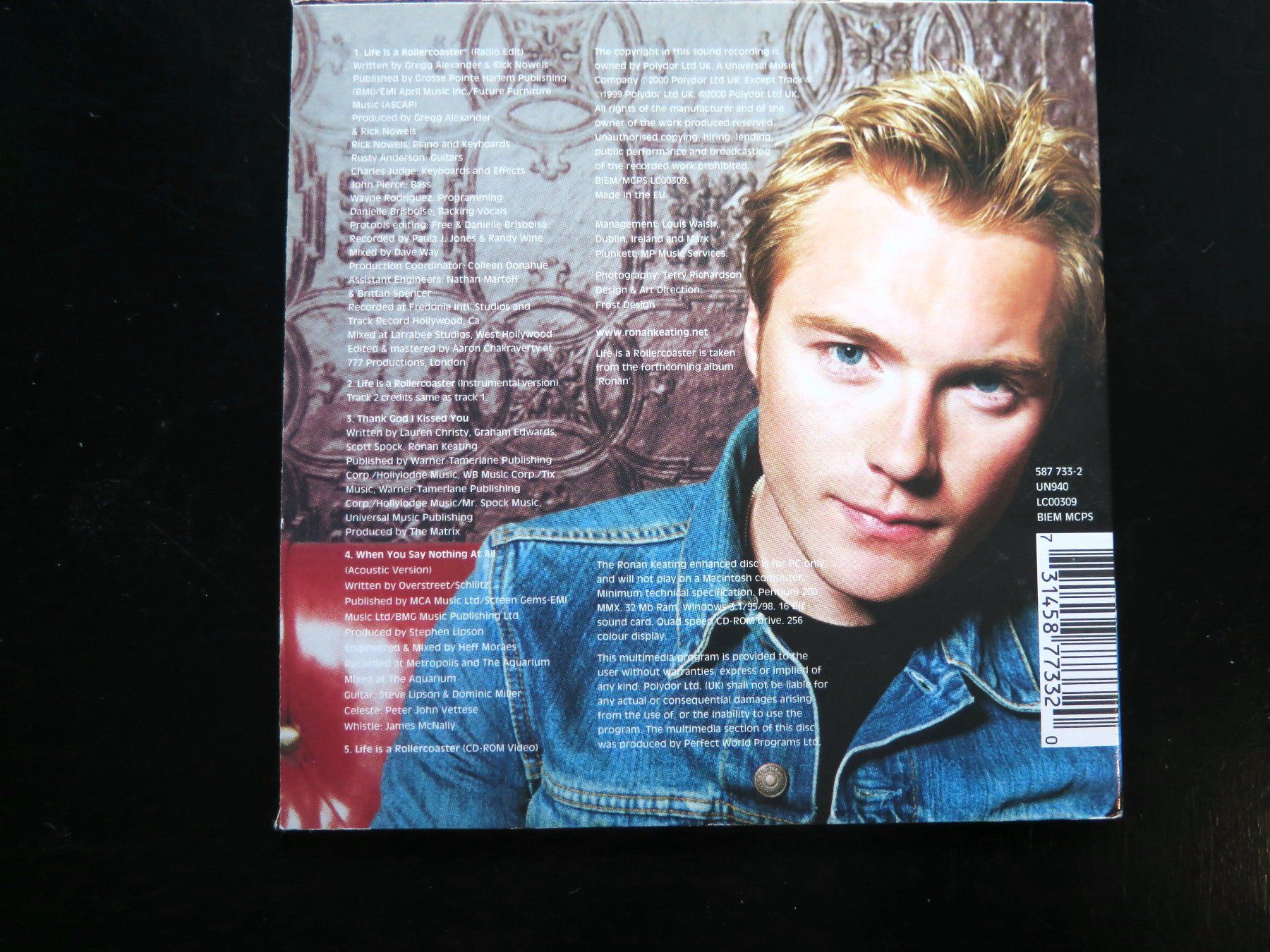 CD: CD-S RONAN KEATING: Life is a rollercoaster, 1999, 5 tracks – Usato da Bern venduto da Balzamico 1