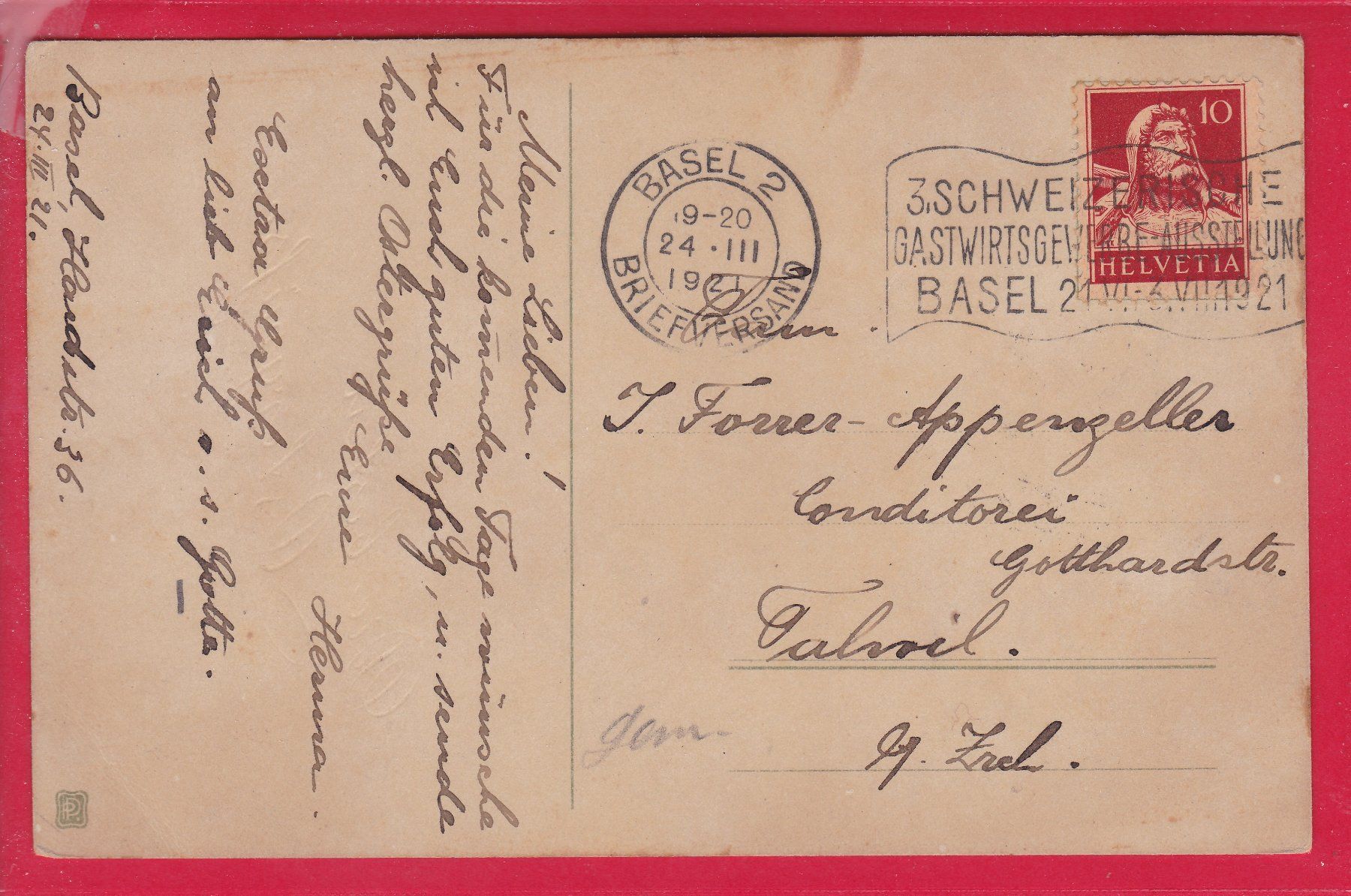 Cartoline postali: DIE BESTEN OSTERGRÜSSE, 24.3.1921 – Usato da Oberrieden venduto da Gebirgsstelze 1