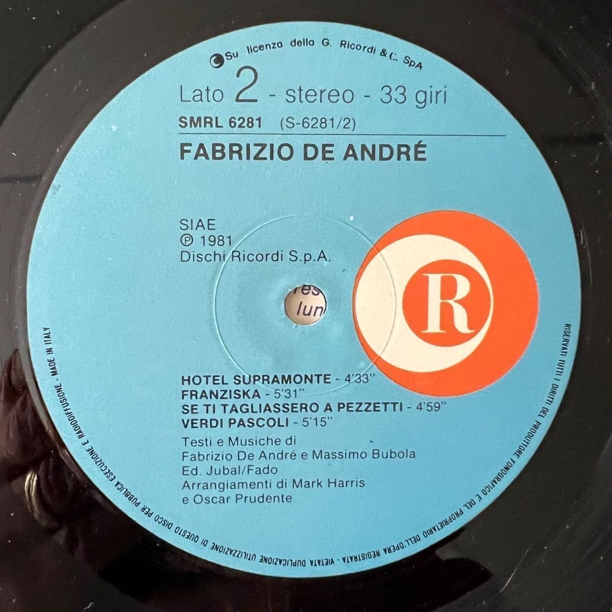 Dischi in vinile: Fabrizio De André - Same / 1. Italy-Press. 1981 – Usato da Gais venduto da soundcave57 3