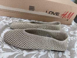 H&M Ballerinas Grösse 38 Gold-glänzend luftig Sommer ☀️