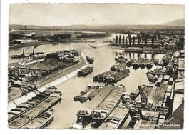 Basel - Kleinhüninger Rheinhafen - Lastkähne - um 1950