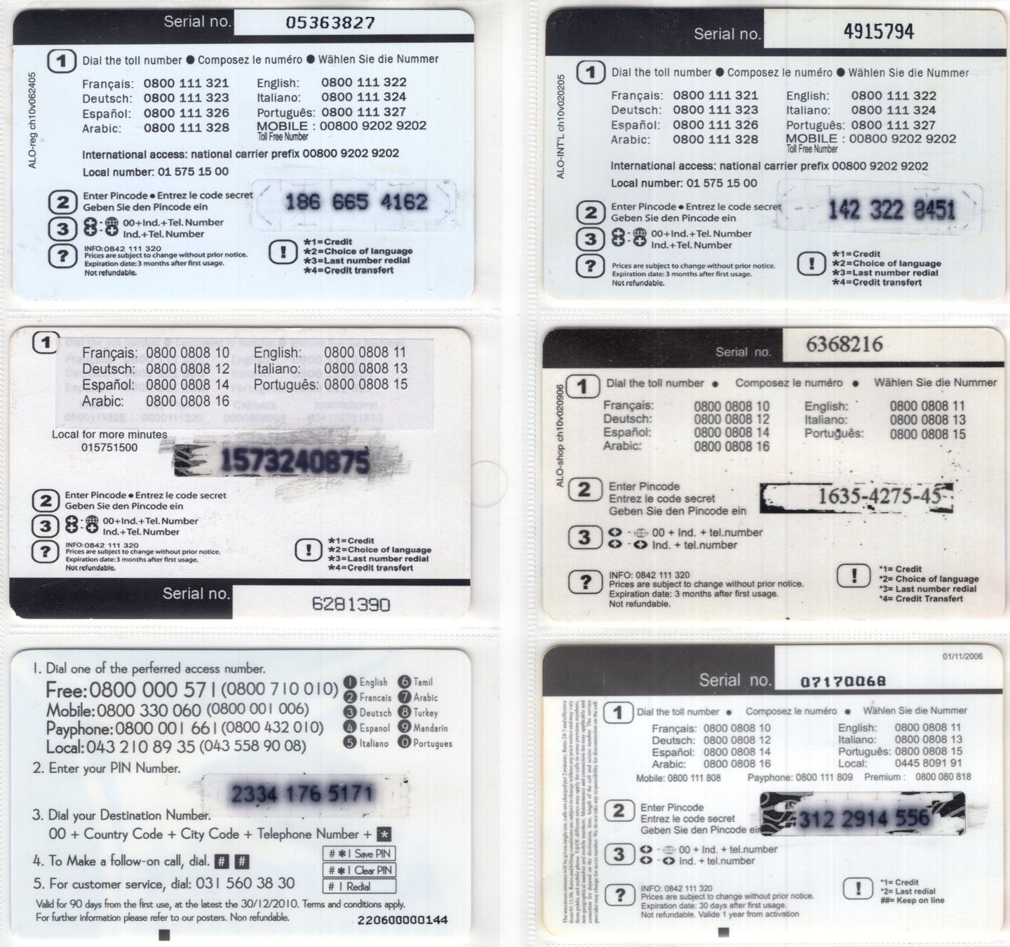 Schede telefoniche: ALO... / AIR FORCE - 6 Schweizer Prepaid Telefonkarten – Usato da Eglisau venduto da Chperfins 1