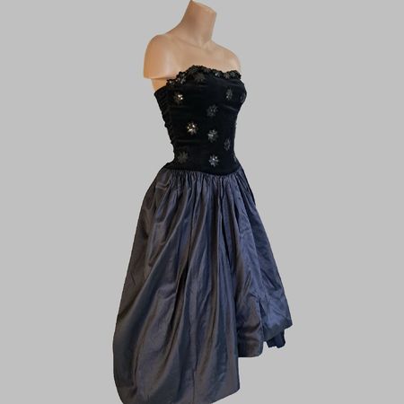 süßes Cocktailkleid Tangokleid Tanzkleid Samt Pailletten M