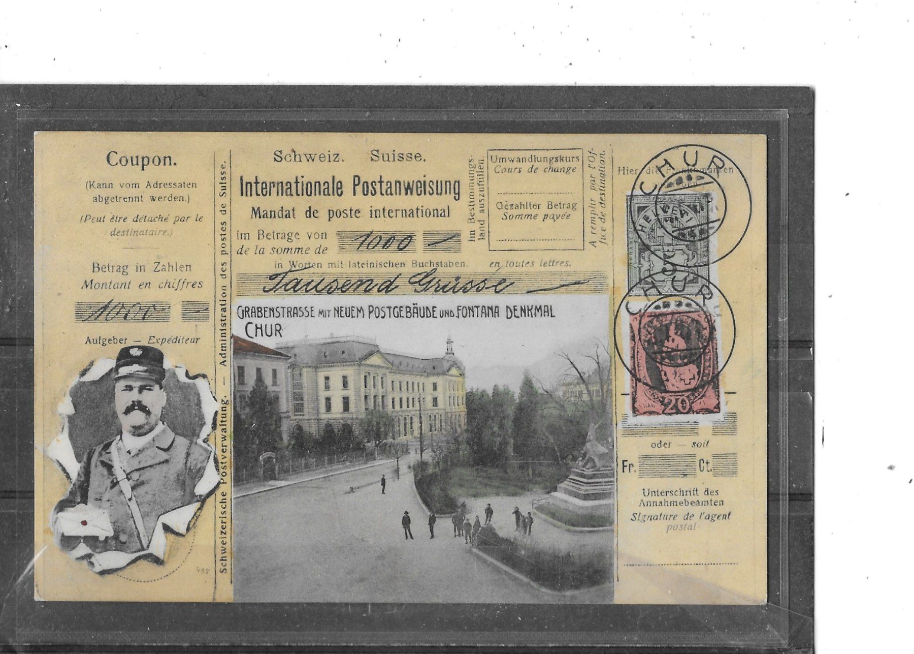 Cartoline postali: GR Chur 1912 Grabenstrasse mit neuem Postgebäude – Usato da Schocherswil venduto da Wilare