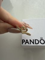 Pandora Ring Herz Goldoptik mit Steinen Grösse 54