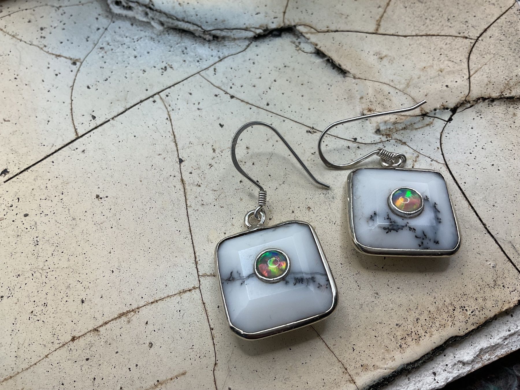 Orecchini pendenti & Orecchini a lobo: Ohrhänger Opal in Dendritenopal, Sterlingsilber – Nuovo (secondo la descrizione) da Luzern venduto da S.Kern01 2